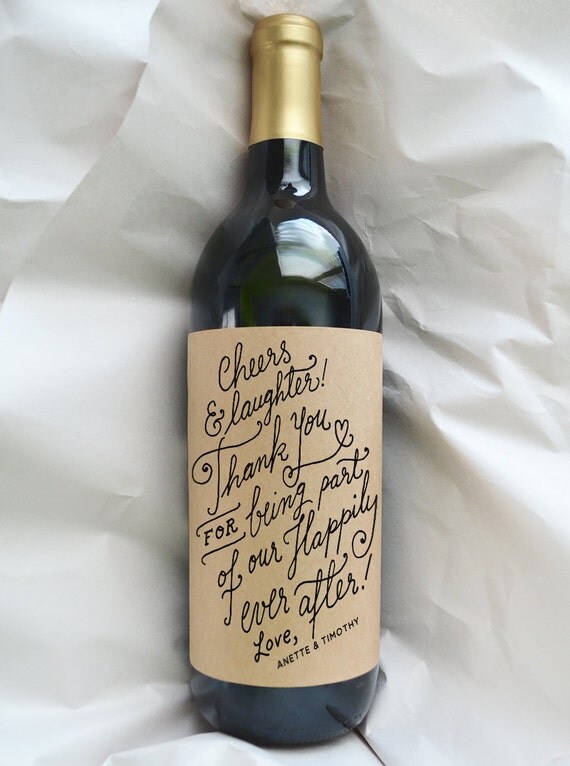 Thank You Wine Bottle Label Wedding Wine Bottle by KaspiParty