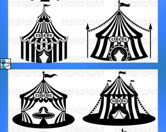 Circus Tent Monogram Black - Cutting Files Svg Png Jpg Eps Dxf Digital Graphic Design Instant Download Commercial Use Cut Carnival (00624c)