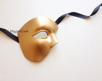 Venetian Half Men Masquerade Mask, 'Phantom of the Opera' Design Red Ombre, Black Masquerade Mask Men, Mardi Gras Mask, Masquerade Ball Mask