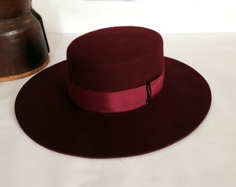 bolero hat brim flat felt wide wool crown mestizo hats wine burgundy