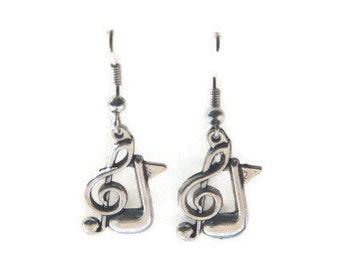 Music Note Earrings, Treble Clef Earrings, Treble Clef Jewelry, Musician Earrings