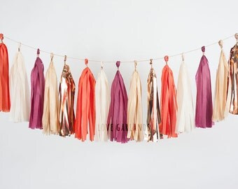 Orange Cranberry Tassel Garland, Merlot Bronze Tassel Garland, Thanksgiving Decor, Fireplace Decor, Holiday Mantle Decor, Fall Home Decor