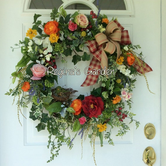 french-country-wreath-for-front-door-dahlia-and-cream-etsy