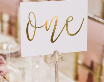 Notulen Gold Foil Table Numbers - Gold Table Number Cards - Two Sided - Wedding Table Numbers with Gold Foil #TN101G