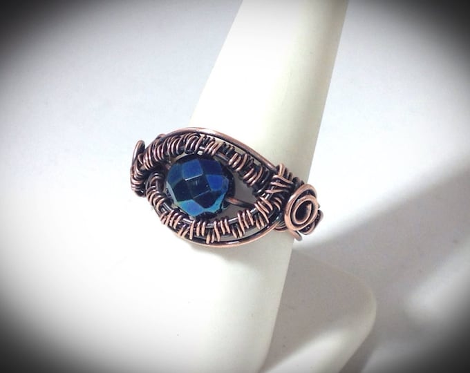Dragon eye copper ring wire wrapped ring