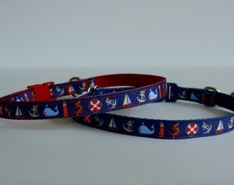 Nautical Beach Cat Collar