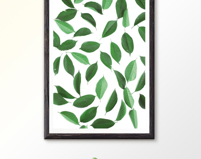 Printable wall art Digital prints Plant Prints Leaves Wall Poster Green Print Art Botanical Wall Poster Plant pattern Green leaf Home decor