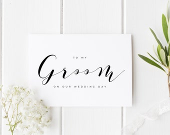 To My Groom On Our Wedding Day, Groom Wedding Day Card, Calligraphy Wedding Card, Card For Groom Wedding Day, To My Groom On My Wedding Day