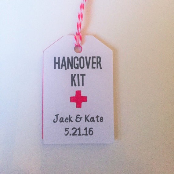 Hangover Kit Tags Hangover Kit Wedding Favor Tags Custom