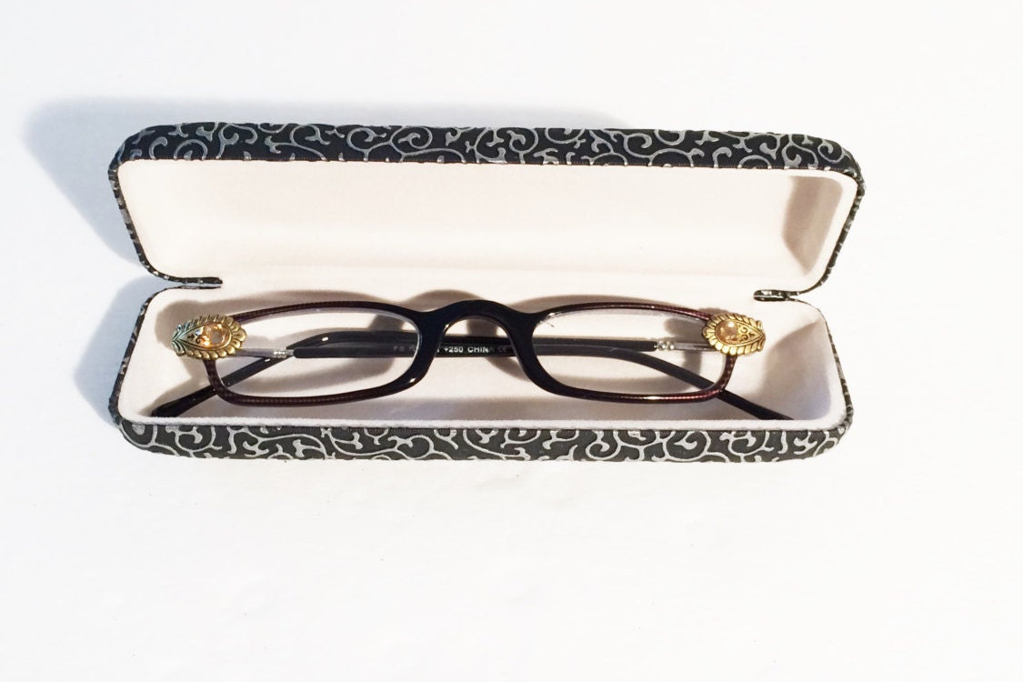 Slim Reading Glasses with Case 2.50 eyeglasses Topaz