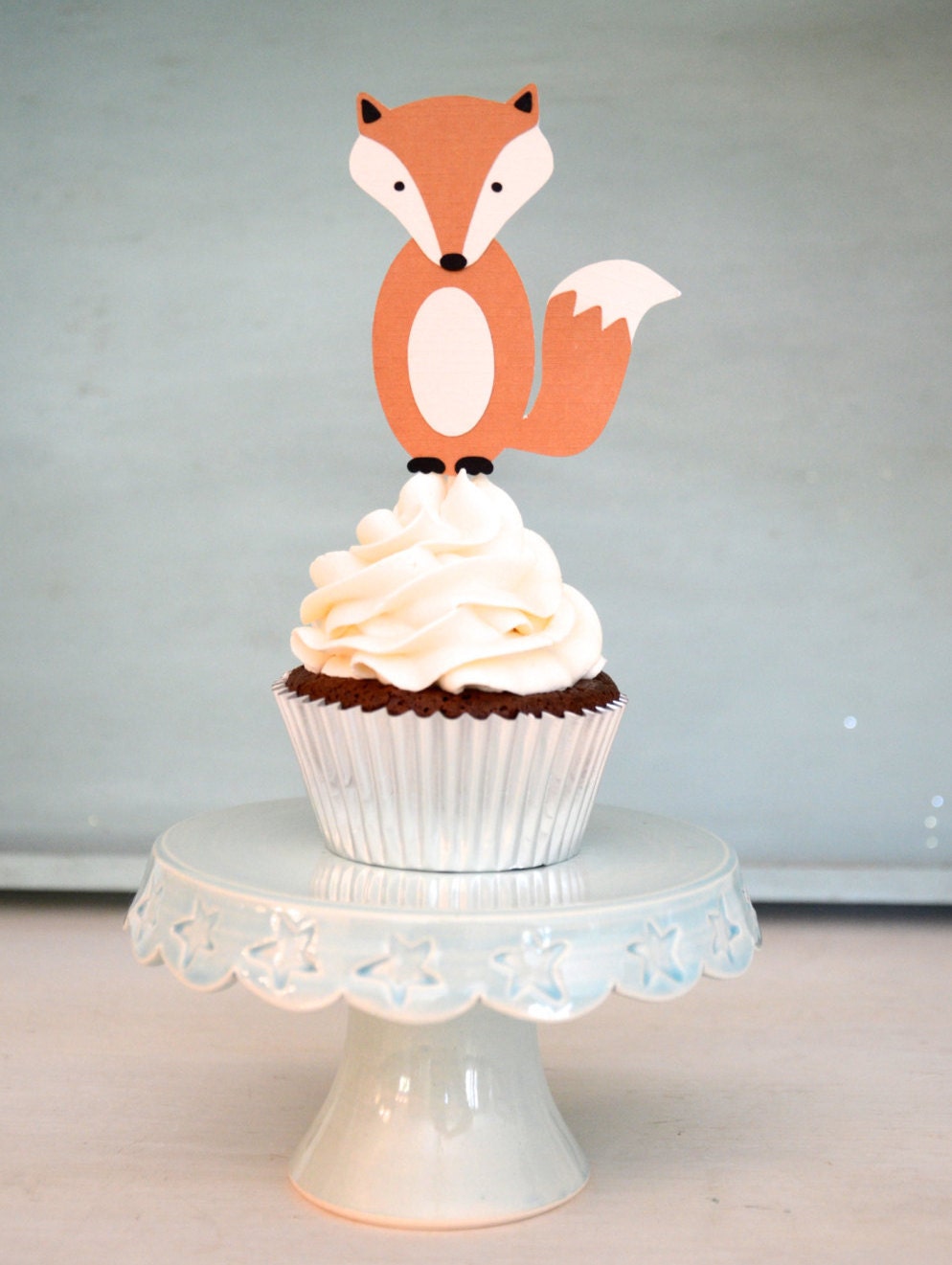 Woodland Fox Cupcake Topper Qty. 12 by PaperLovePoptart on Etsy