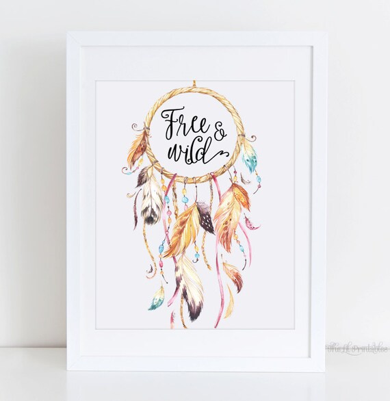 free and wild dream catcher printable tribal wall decor