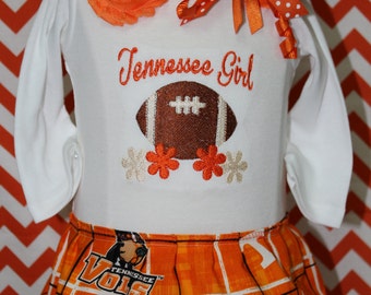 Tennessee baby girl bodysuit dress,University of Tennessee girl outfit, UT baby bodysuit, Volunteer Football dress,Orange headband,Vols
