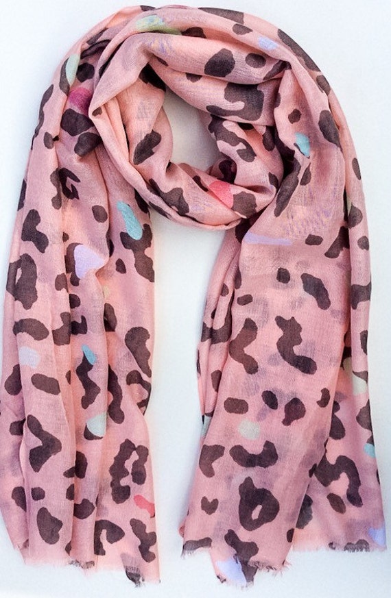 Leopard Print Pink Scarf Cute Scarf Delicate Scarf Scarves 7189