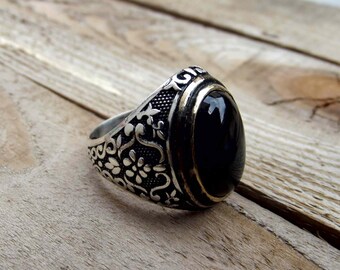 925 sterling silver ring,men ring for men,sel ring,black onyx silver ring,silver stone ring, signet men ring,men black onyx ring. men ring.
