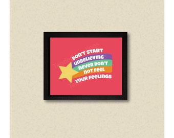 Don't Start Unbelieving, gravity falls art, fan art, mabel pines, cartoon art, college room, room decor, mabel sweater, nerd poster, geek