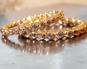 Engagement Ring, Eternity CZ Ring, Wedding Ring, Stacking Gold Ring, Anniversary Ring, Bridal Jewelry, Handmade Rings, Promise Ring, Gift