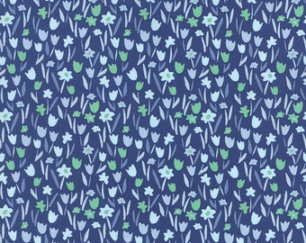 Aria Abloom in Navy, Kate Spain, 100% Cotton, Moda Fabrics, 27236 16