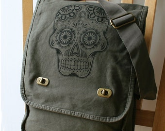 Day of the Dead Canvas Messenger Bag Laptop Bag for Men Bag for Women