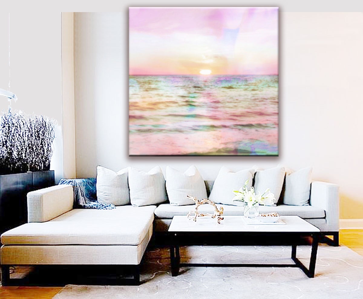 Sunset Canvas Wall Art Pastel Pink Canvas Wall Art Pink