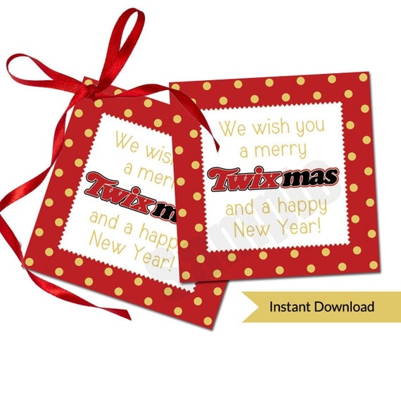 Merry Twix-Mas Christmas Holiday Gift Favor Tag Printable