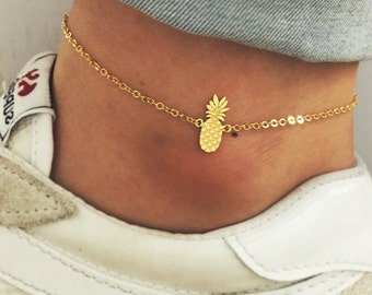 Pineapple Anklets, sterling silver Anklets, Fruit Jewelry, Tropical Fruit Anklets, Summer Jewelry, Cute Anklets