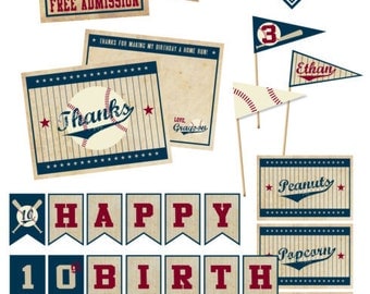 Vintage Baseball Digital Party Pack