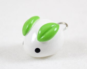 Mochi Bunny Charm - Polymer Clay Charm - Snow Bunny Charm - Polymer Clay Jewelry - Kawaii Charm - Anime Charm - Cell Phone Charm