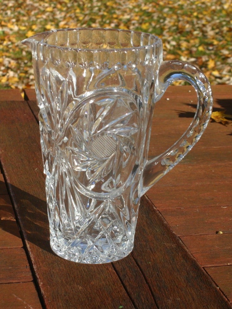 Cut Glass Crystal Pitcher Leaded Glass Juice Pitcher Crystal