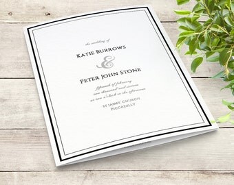 Printable Wedding Program Order of Service Template, folded, minimalist. Piccadilly | Editable printable | Printable order of service.