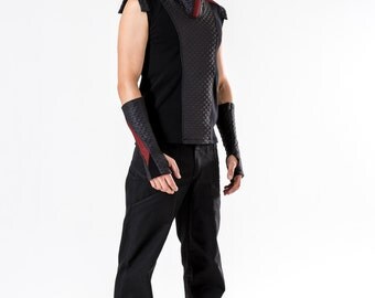 25% Mens cyber vest cyberpunk black Sci-Fi shirt - ND man