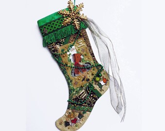 Irish Christmas stocking, Celtic Christmas stocking, a custom handmade one-of-a-kind holiday decoration