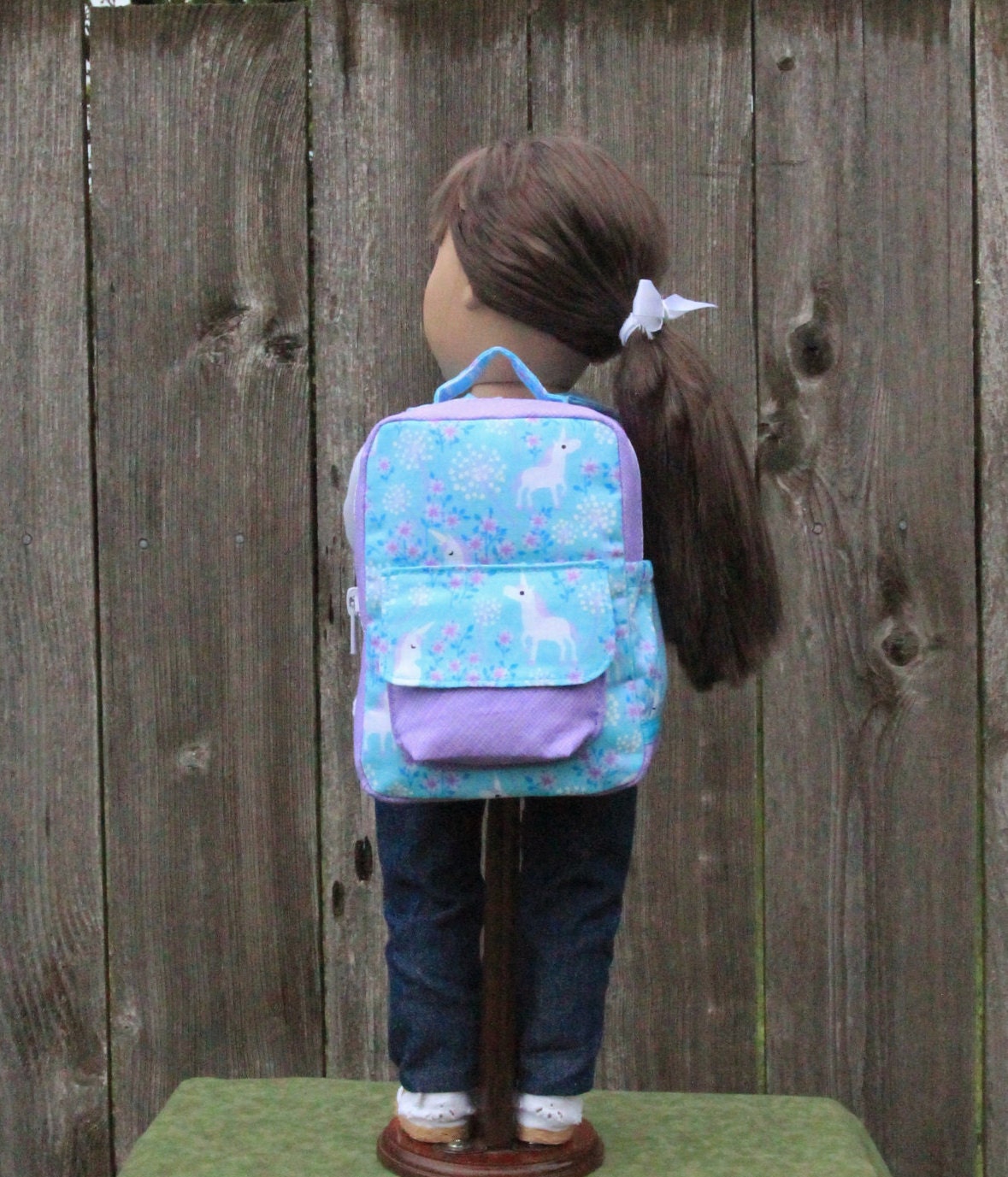 Unicorn Backpack American Girl Doll by JustForFunStitches on Etsy