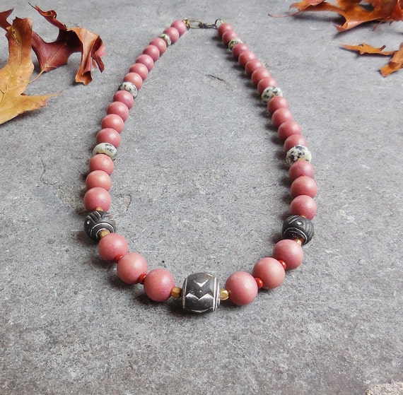 African Wood Necklace Natural Jewelry Chunky by MacchiatoJewelry