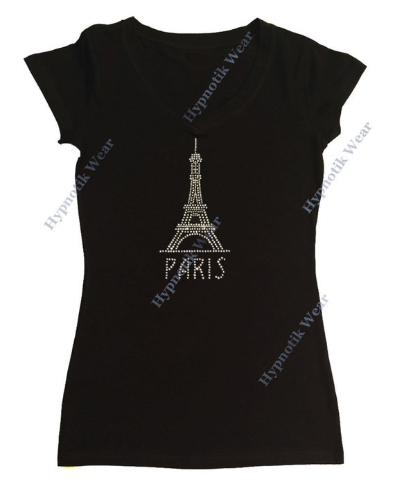 Women's Rhinestone T-Shirt Paris Eiffel Tower