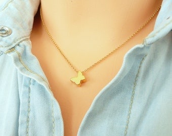 Sterling Silver Butterfly Necklace, Gold Butterfly Necklace, Tiny Charm Necklace, Thin Chain Necklace, Minimalist Necklace