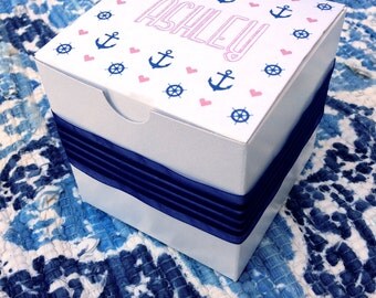 Preppy Nautical Navy and Coral Balloon Pop Kit for Bridesmaid/Maid of Honor Proposal Gift