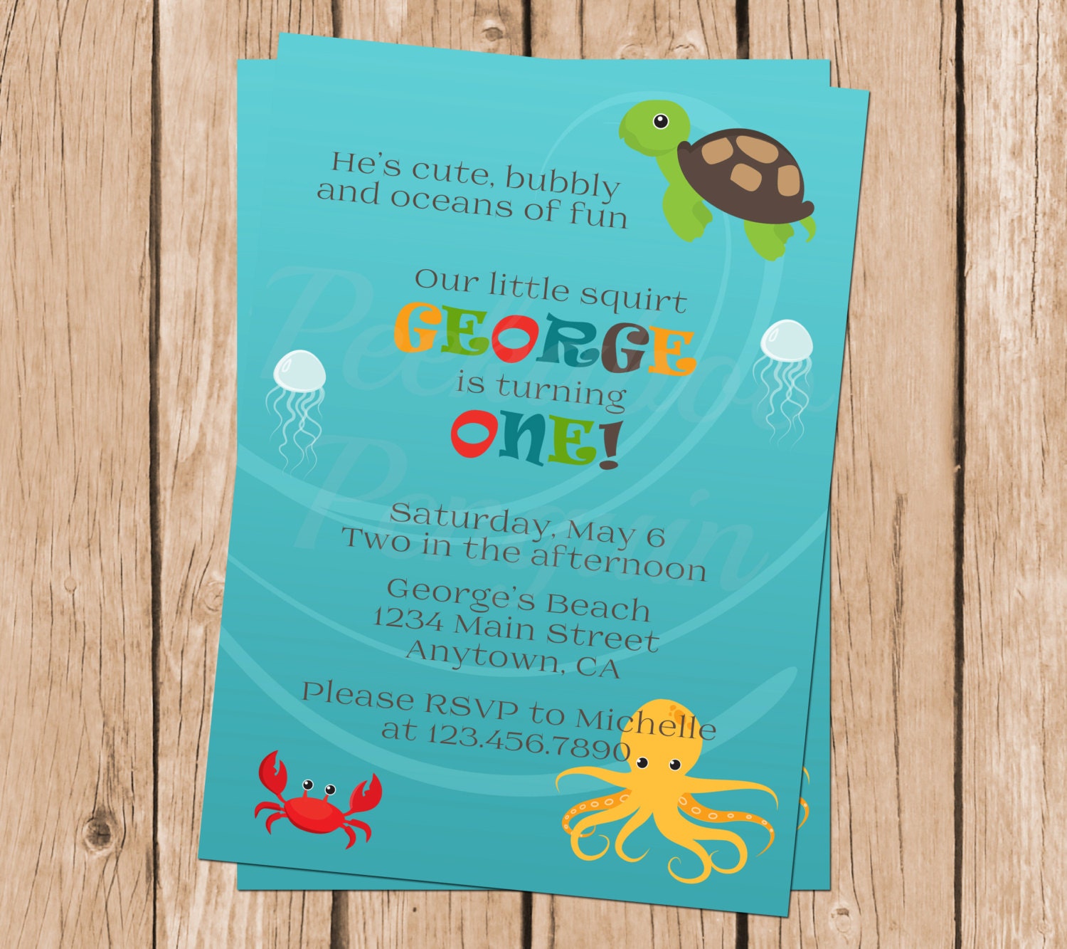 Ocean First Birthday Invitation Under The Sea Party Invites