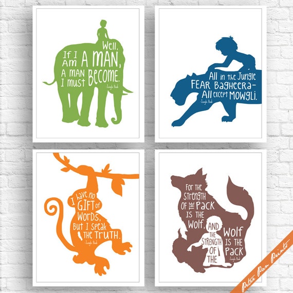 jungle book inspired series b set of 4 art print