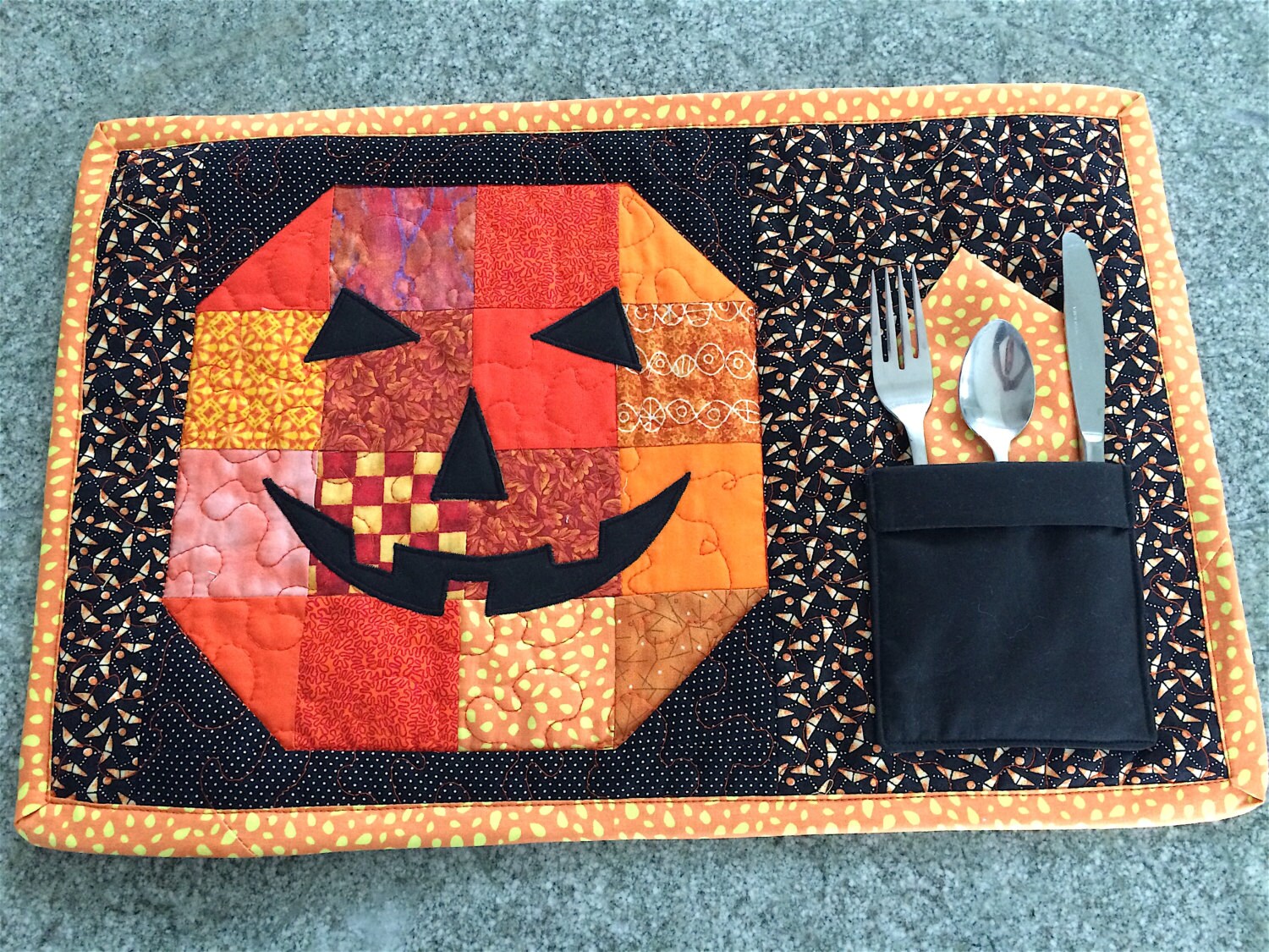 Halloween placemat set Pumpkin placemat Halloween table