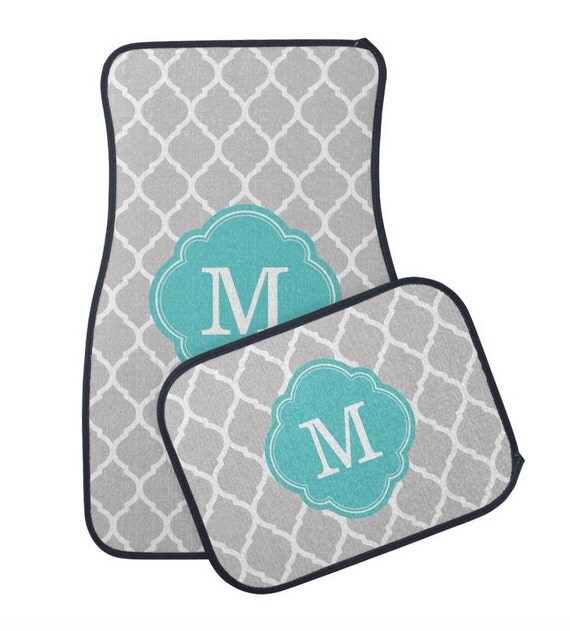 items similar to personalized monogram car floor mats gray and turquoise moroccan quatrefoil items similar to personalized monogram car floor mats gray and turquoise moroccan quatrefoil