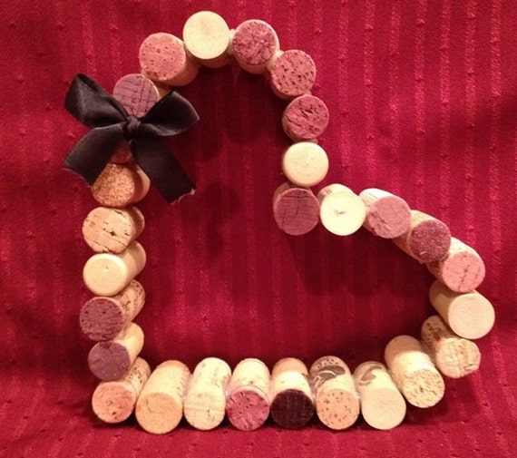 Wine Cork Heart with Ribbon by CelebratebyAmanda on Etsy
