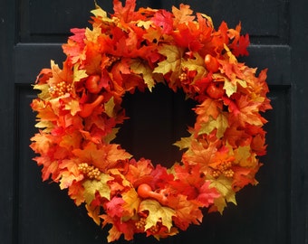 Fall Leaf Wreath, Fall Wreath, Fall Leaves Wreath, Autumn Wreath, Autumn Door Wreath, Fall Door Wreath, Fall Door Decor, Autumn Door Decor
