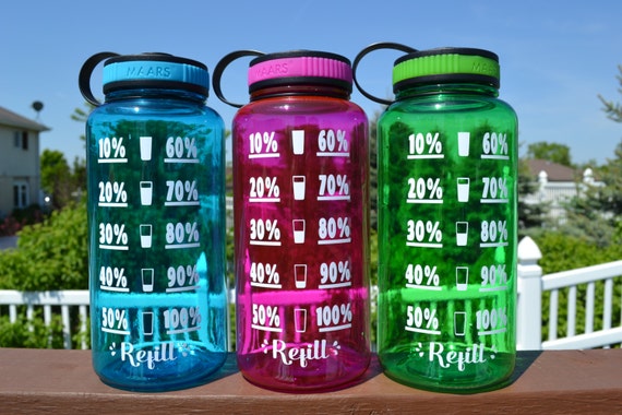 Water Intake Tracker Water Bottle // 34oz by StellaKayeDesigns