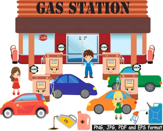 Items similar to Retro Cars Gas station Gas Pump Garage ...