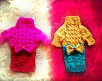 clothing for dog.Hand Knitted Dog Dress.Small dog Clothes