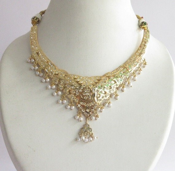 Jadau Gold Necklace Jewelry Set With by Beauteshoppe on Etsy