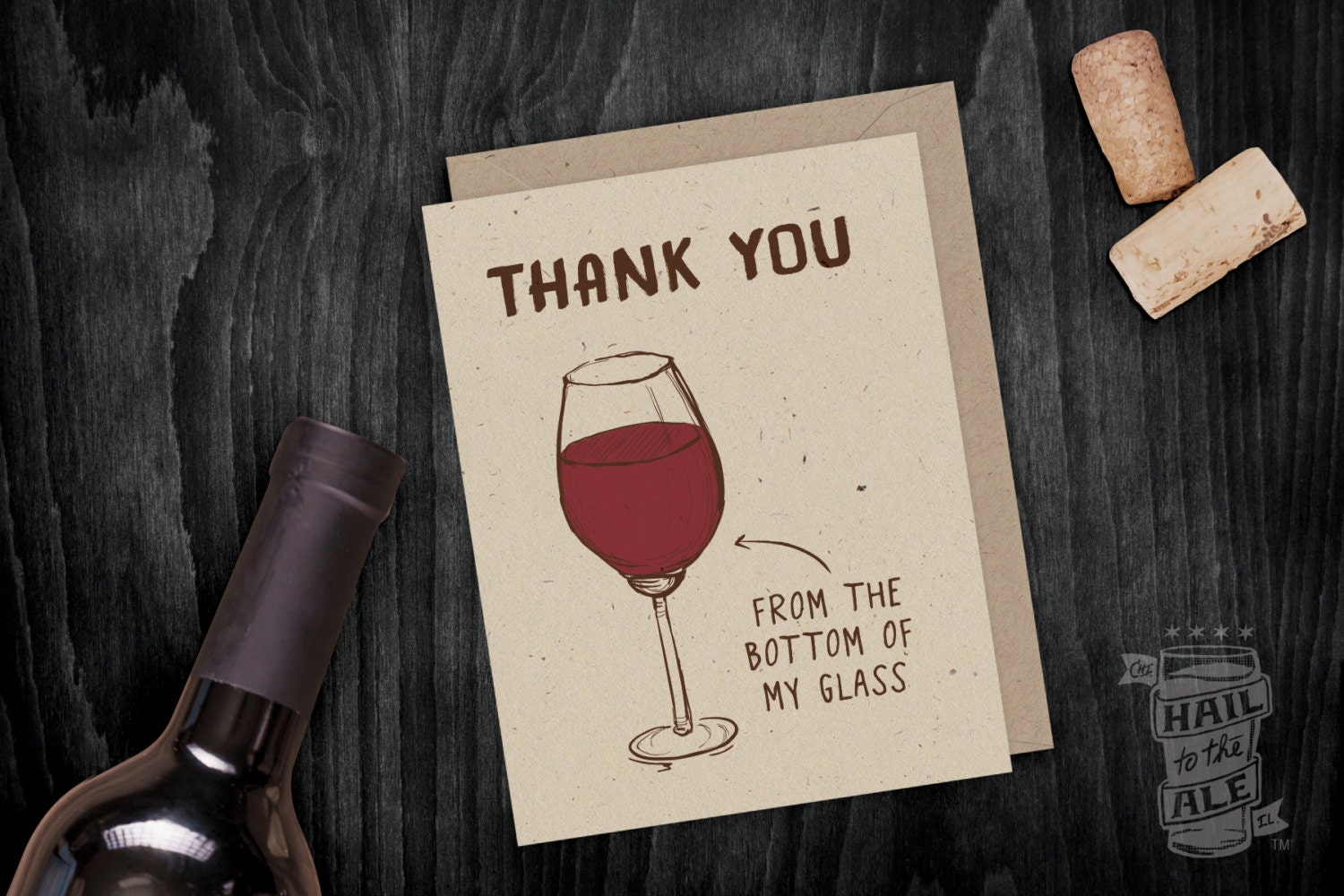 Thank You Wine Folded Card Wine Card Wine Lover Greeting