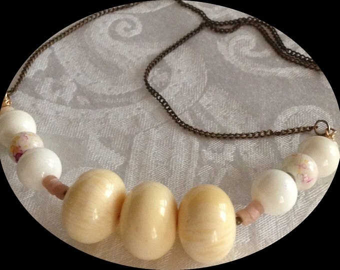 Floral Amber Necklace..Peruvian Pink Opal and Mother Of Pearl