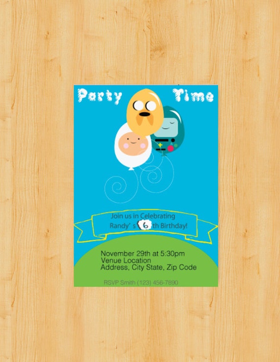 Adventure Time Birthday Party Invitation DIGITAL Printable